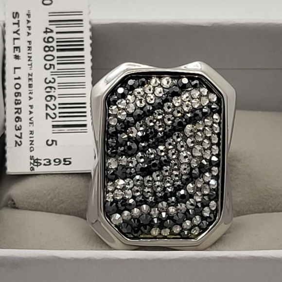 Judith Leiber Crystal Embellished ZEBRA ring